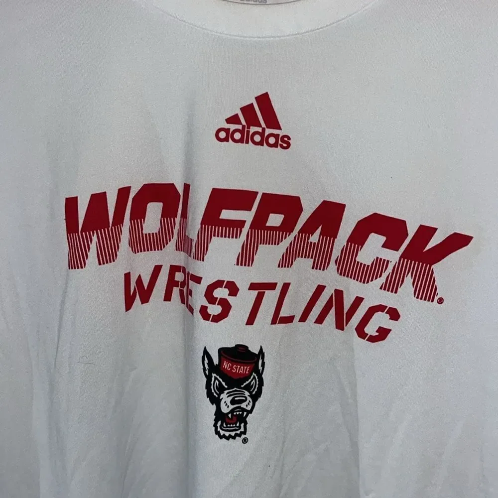 Adidas NC State Wolfpack wrestling team issue practice creator T shirt 3XL White